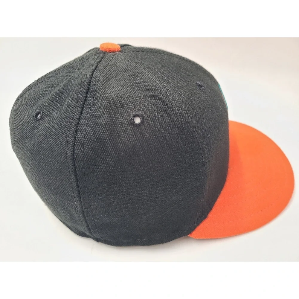 Vintage Bowie Baysox New Era 59Fifty Fitted 7 Hat Cap Wool Men MiLB Black Orange
